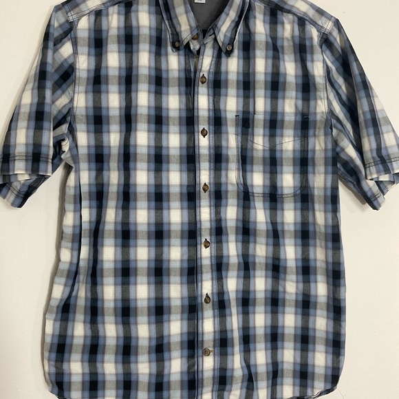 Carhartt Blue Plaid Button Down Short Sleeve Shirt Men’s Size Large - Picture 3 of 9